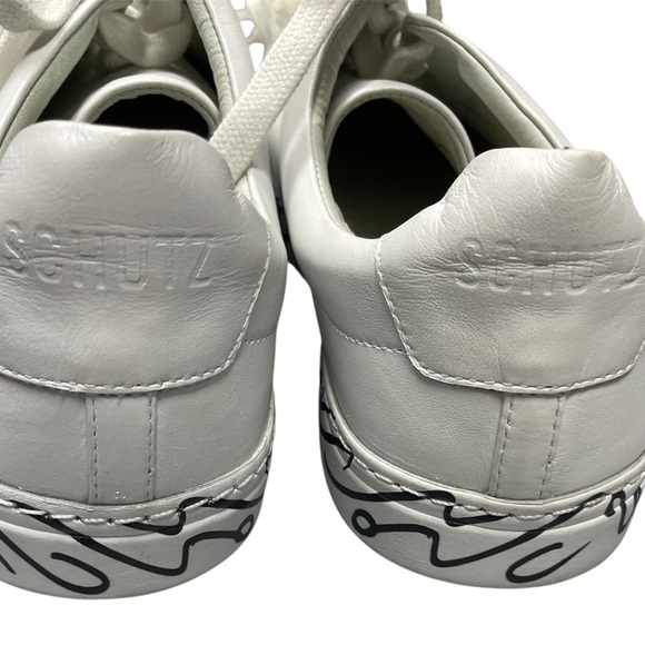 SCHUTZ White Sneakers with Script Detail When Nothing Goes Right Size 9 - Picture 3 of 5